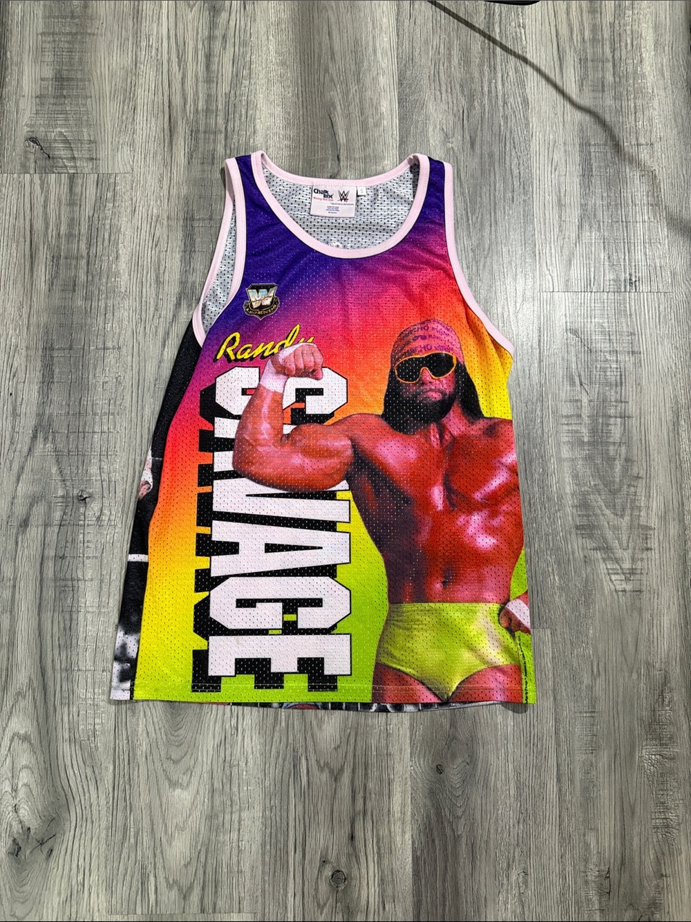 WWE chalk line macho man Randy Savage tank top